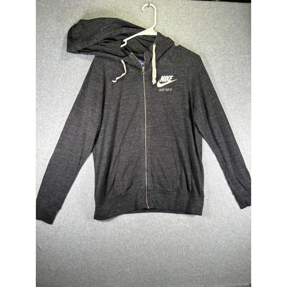 Wear*Nike Sportswear womens Gym Vintage Full Zip Hoodie Charcoal Just Do It
